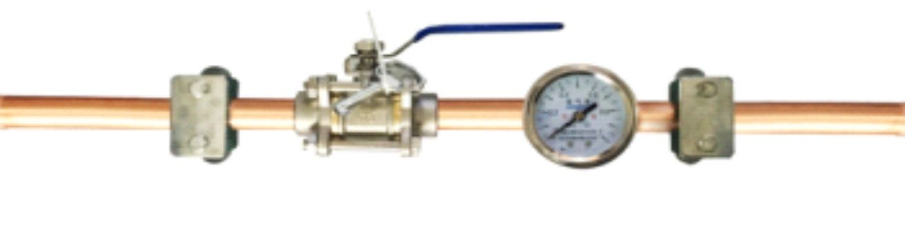 Кран запорный с манометром, диаметром трубки 2,5 дюйма