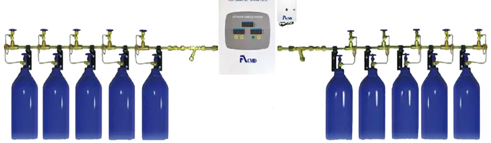 Газовая рампа с автоматическим цифровым манифолдом на 10 (5+5) баллонов